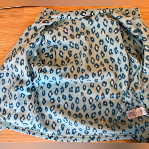 Eddie Bauer Girls Fleece Winter Jacket Size XL Pockets Full Zipper Blue Leopard - Picture 5 of 8